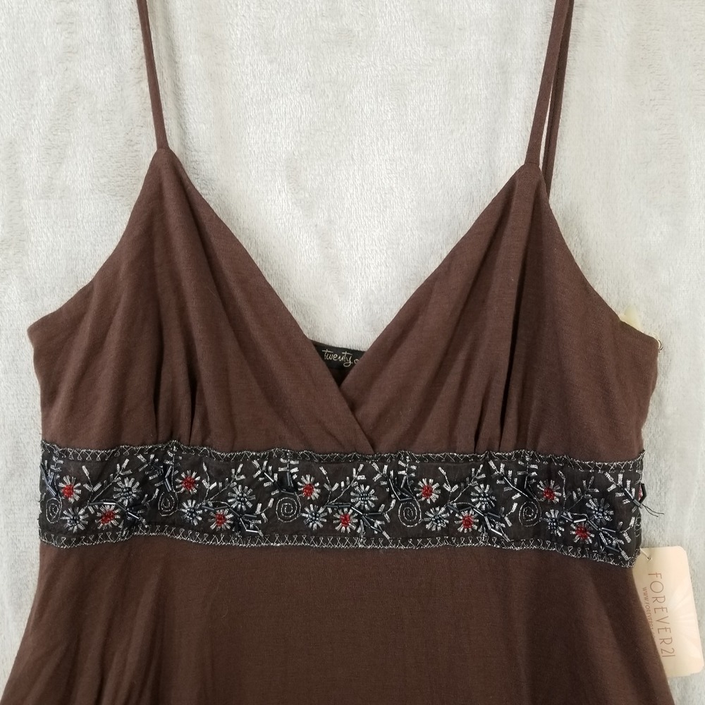 Vtg Forever 21 Babydoll Top Women L Embroidery Beaded Boho Coquette Festival Y2K - Picture 3 of 10